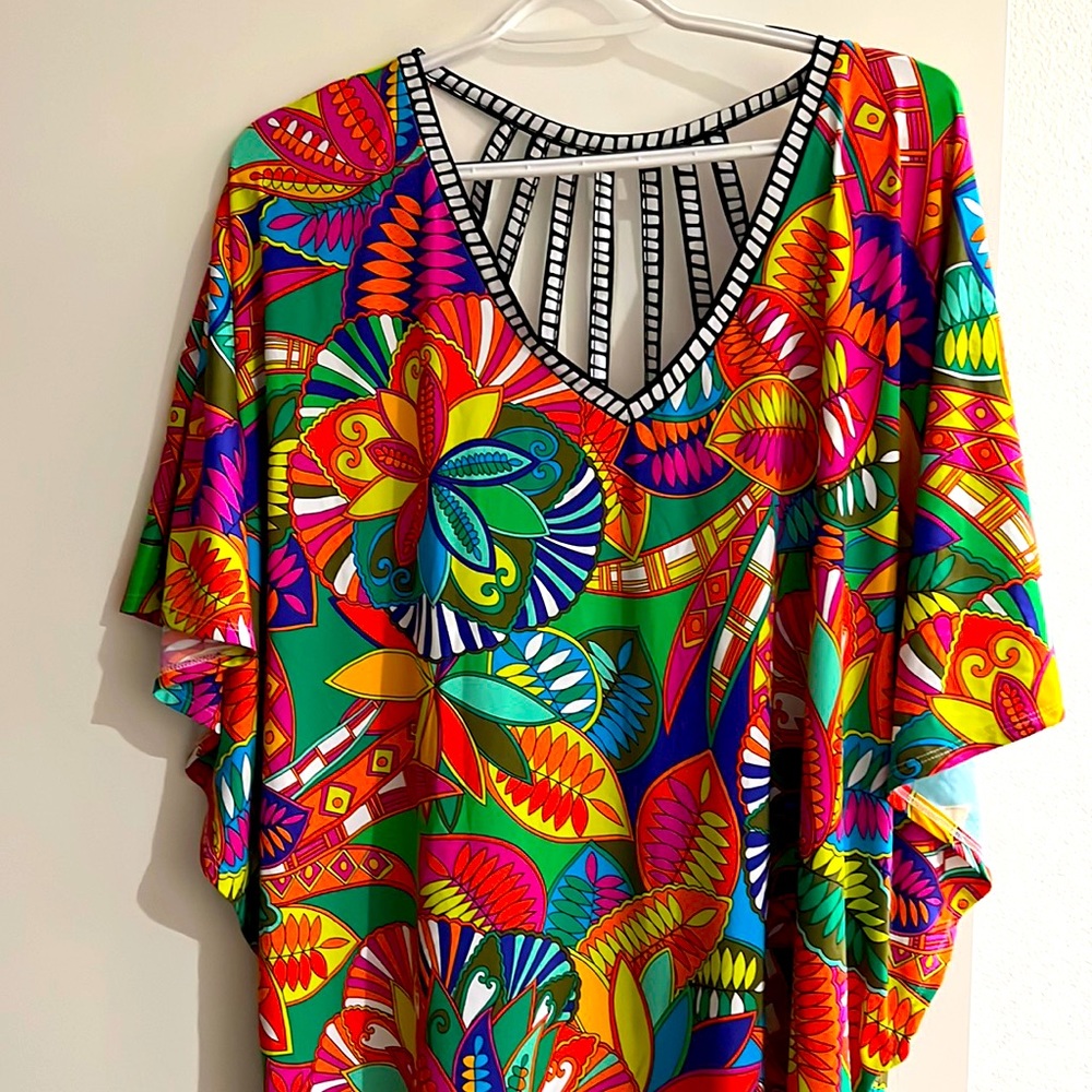 NWT Trina Turk “Montezuma” Print Swim Coverup Tunic Mini Dress - L